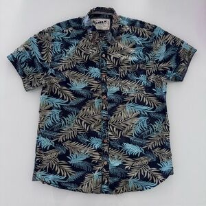 MBX Men's Cotton Tropical Leaf Print Shirt